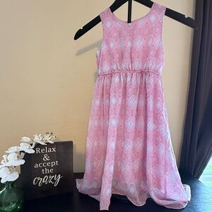 Pink and White Smocked Sleeveless Sundress